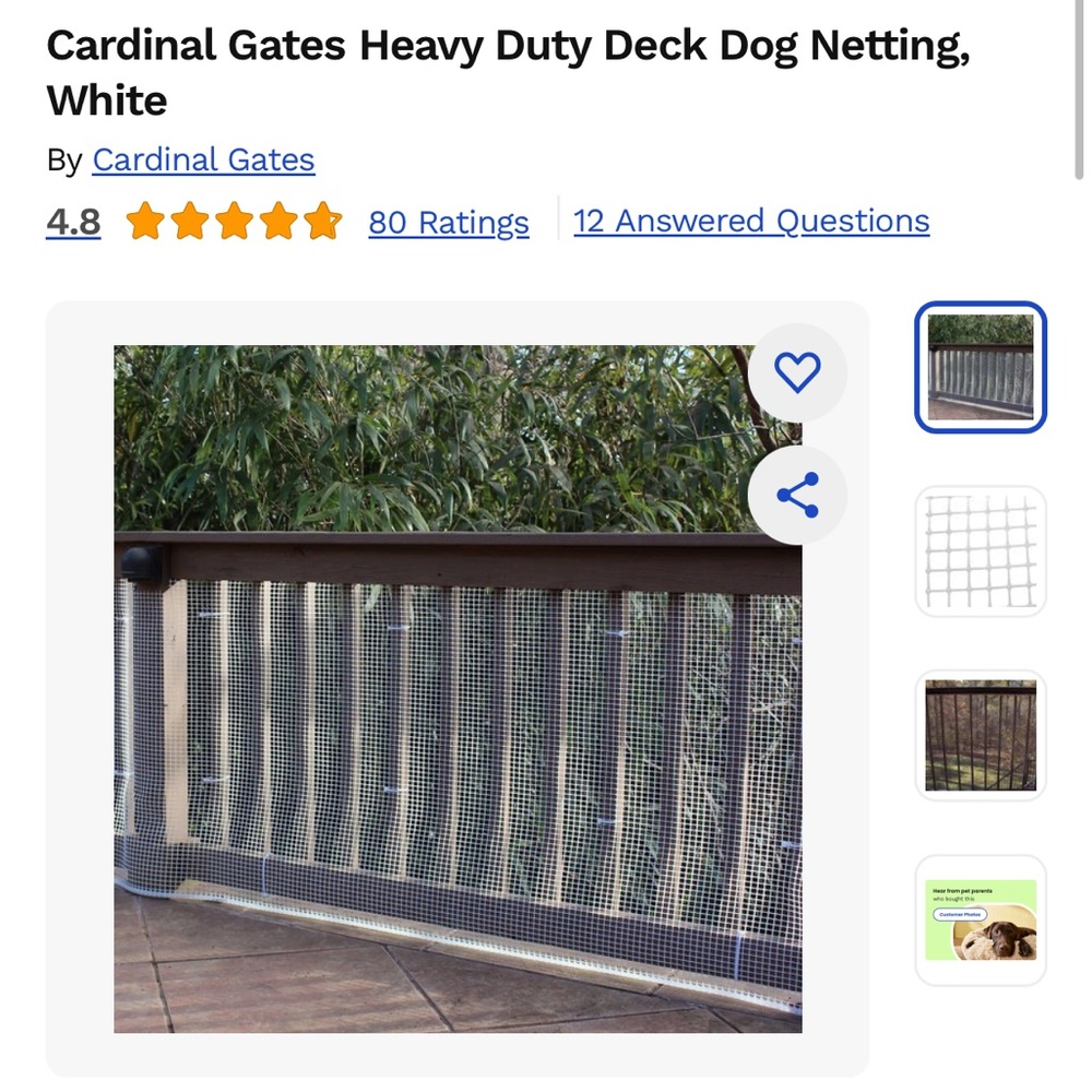 *TWO* Pet Safety Mesh Fence - Cardinal Gates Heavy Duty Deck Netting, White